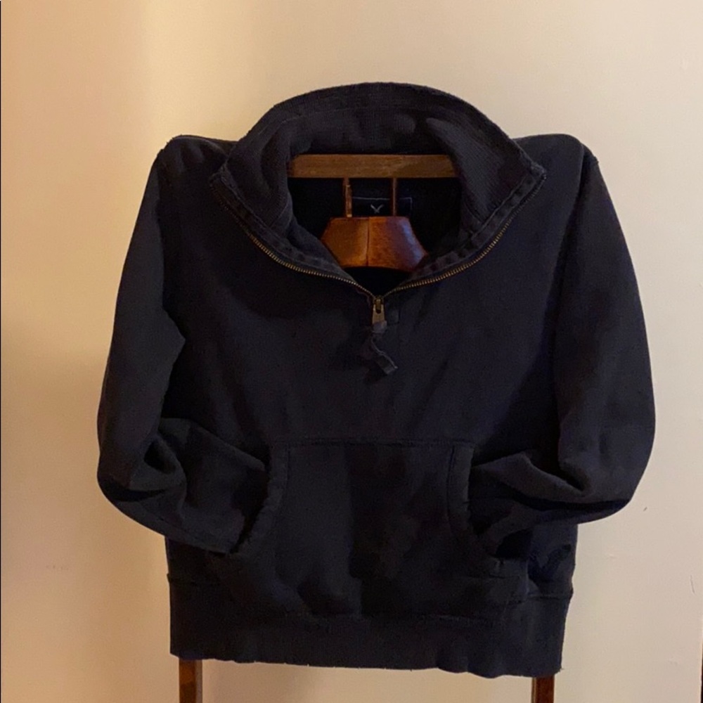 AE quarter zip distressed pullover